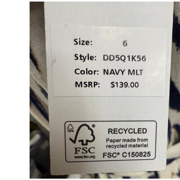 NWT DKNY Navy Multi Ikat Print Sleeveless Button-Front Maxi Dress 6 - Picture 4 of 5